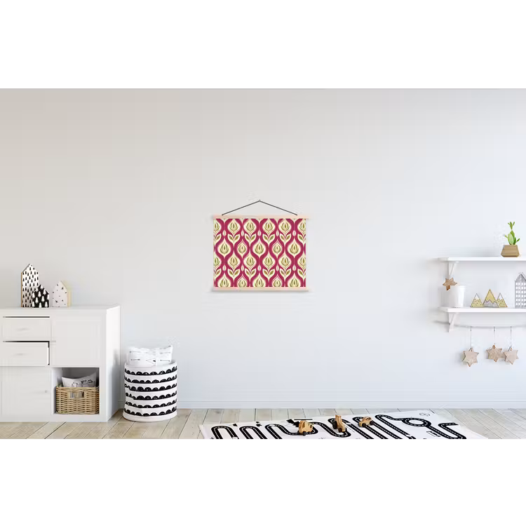 Retro - Floraal - Paars textielposter latten blank klein 122 -kinderkamer