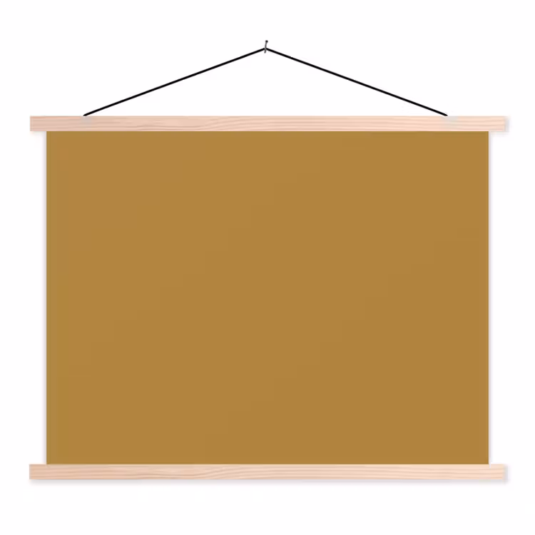 Rhythmic - Ochre - Geel textielposter latten blank klein 122 -3d