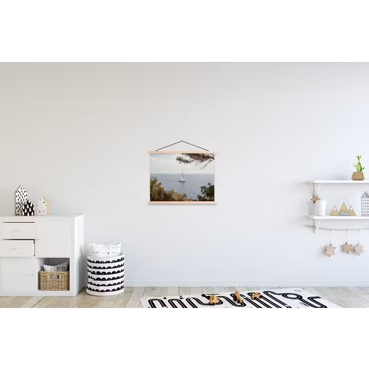 Hanging Poster - Sailboat - trees - water - Zeilboot - bomen - water textielposter latten blank klein