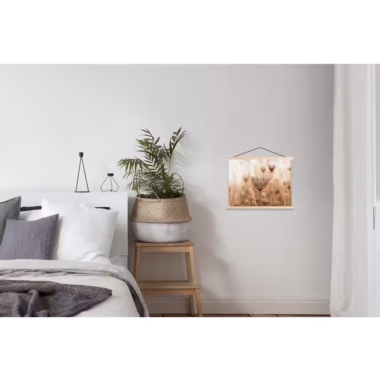 Schermbloem - Droogbloem - Winter - Beige - Minimalistisch textielposter latten blank klein -woonkamer