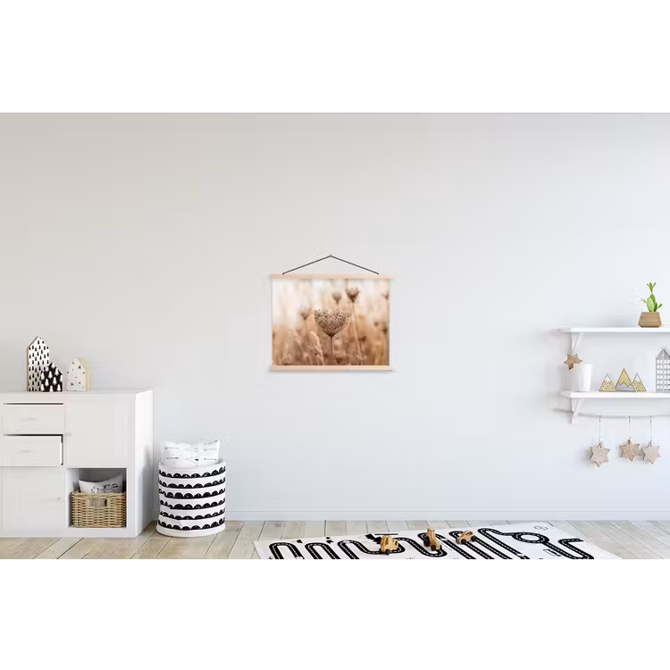 Schermbloem - Droogbloem - Winter - Beige - Minimalistisch textielposter latten blank klein -kinderkamer