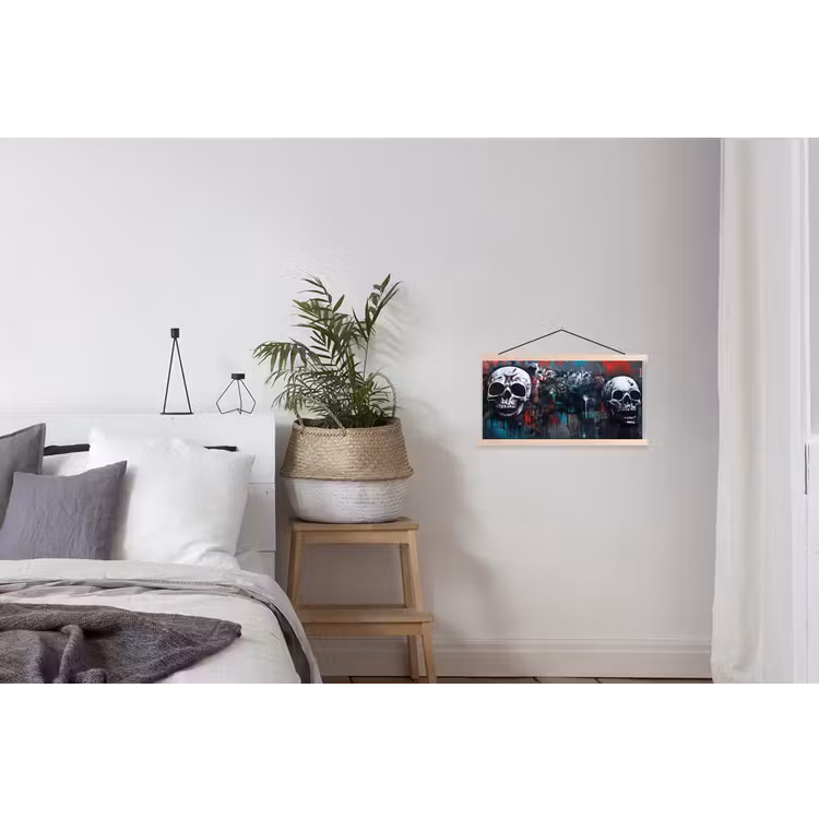 Schedels - Graffiti - Abstract textielposter latten blank klein -woonkamer