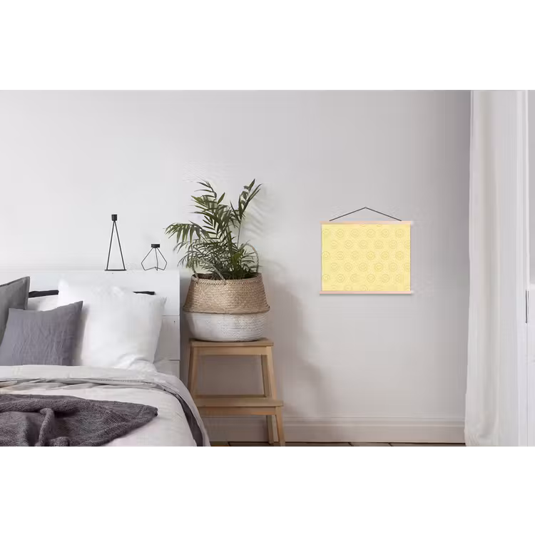 Smileys - Patroon - Retro - Zachtgeel textielposter latten blank klein 122 -woonkamer