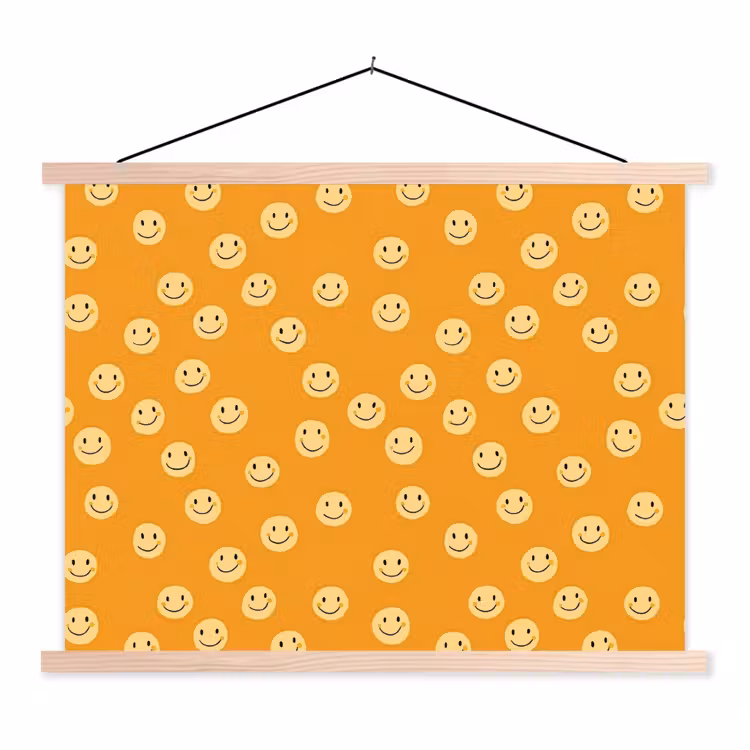 Smileys - Retro - Heel textielposter latten blank klein 122 -3d