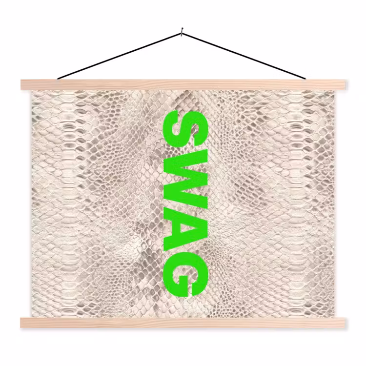 Slangenprint - SWAG - Neon - Groen textielposter latten blank klein -3d
