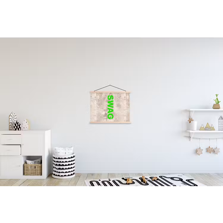Slangenprint - SWAG - Neon - Groen textielposter latten blank klein -kinderkamer