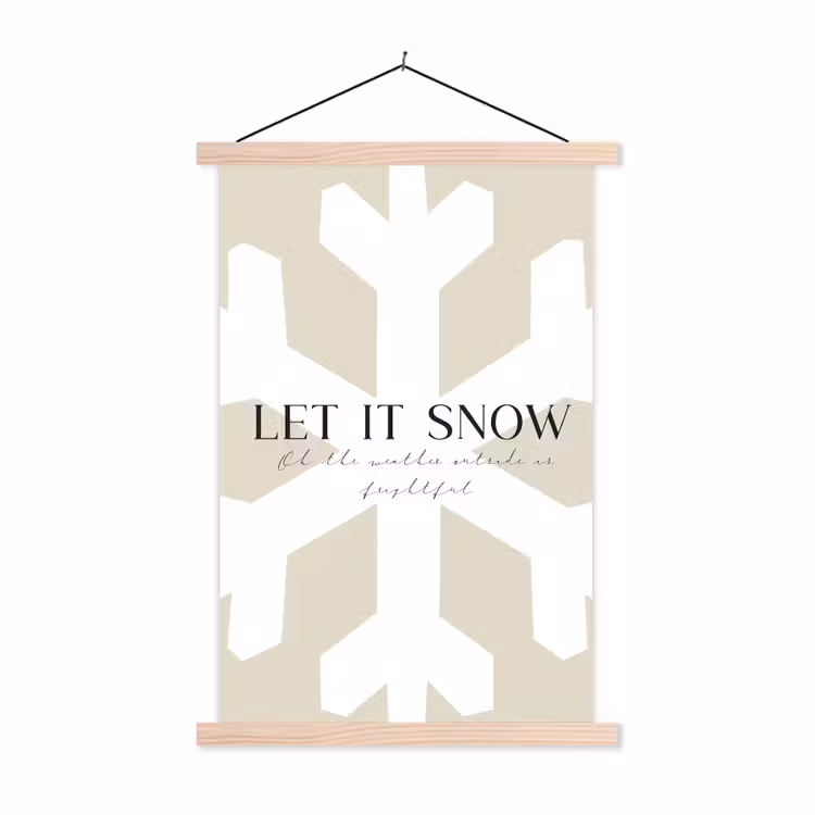 Sneeuw - Japandi - Winter - Decoratie textielposter latten blank klein -3d