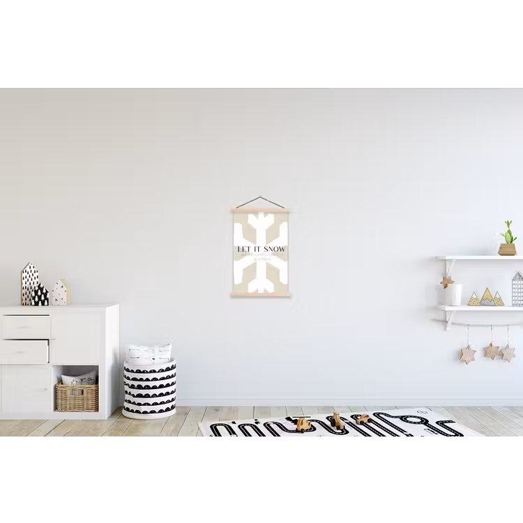 Sneeuw - Japandi - Winter - Decoratie textielposter latten blank klein -kinderkamer
