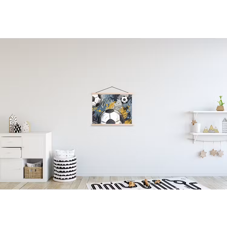 Voetbal - Abstract - Sport - Kleurrijk textielposter latten blank klein -kinderkamer
