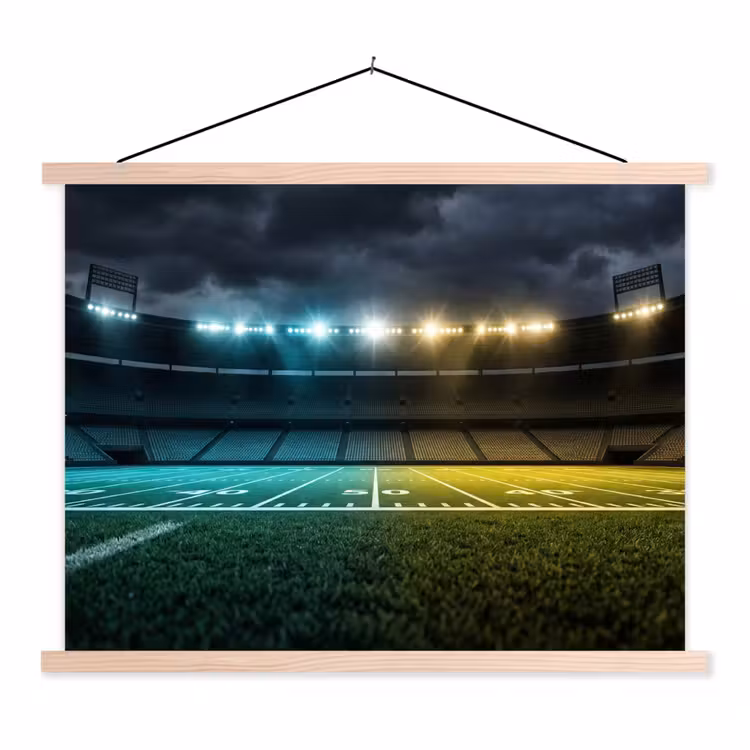 Voetbal - Stadion - Nacht - Modern textielposter latten blank klein -3d