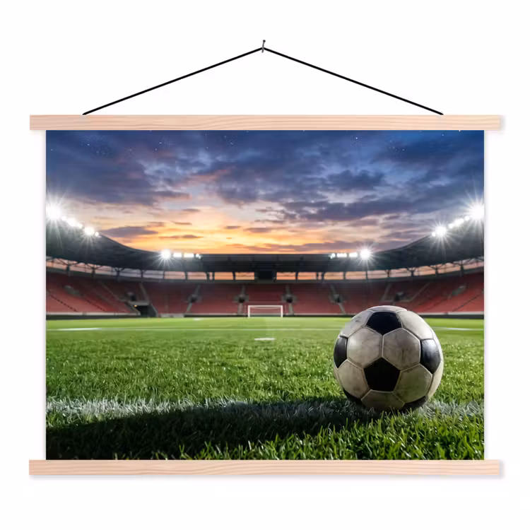 Voetbal - Stadion - Sport - Groen textielposter latten blank klein -3d