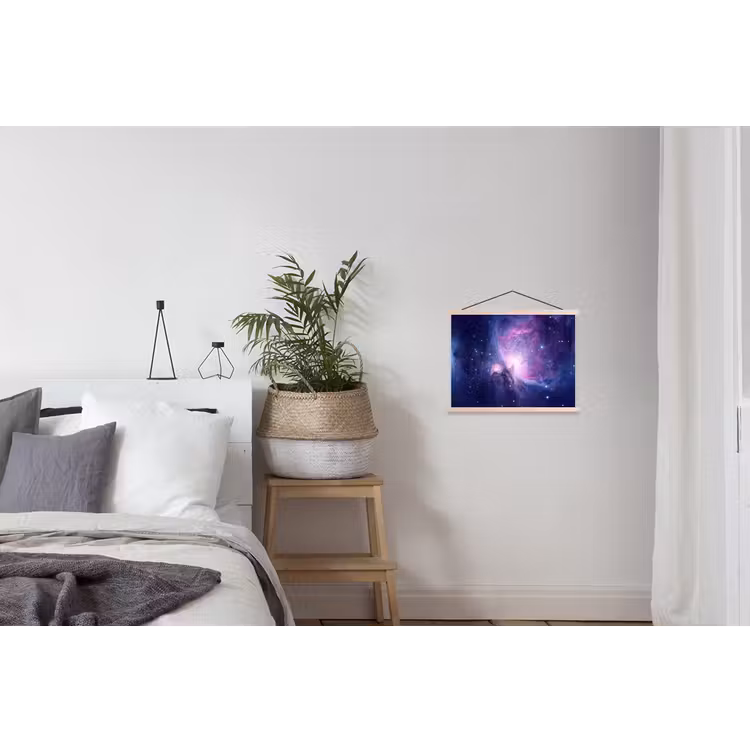 Ruimte - Sterren - Kleurrijk textielposter latten blank klein -woonkamer