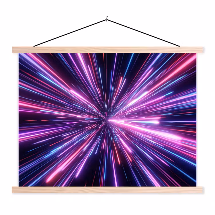 Lichtsnelheid - Ruimte - Roze - Paars textielposter latten blank klein -3d