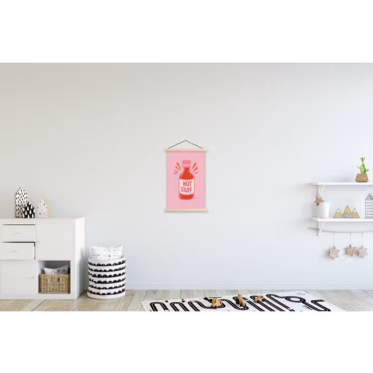 Pittig - Rood - Saus - Grafisch textielposter latten blank klein -kinderkamer