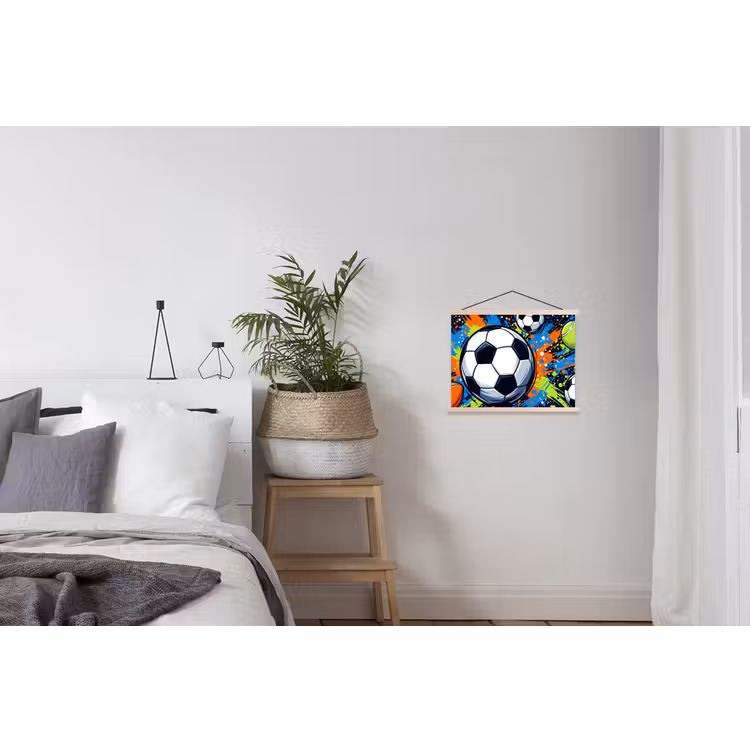 Sport - Ballen - Kleurrijk textielposter latten blank klein -woonkamer