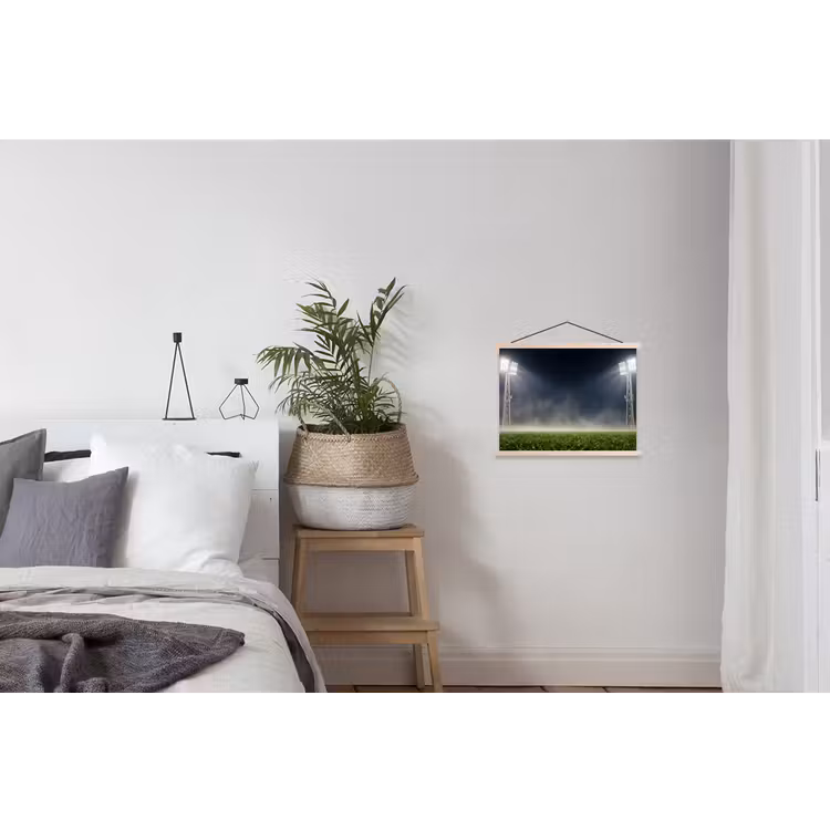 Stadion - Lichtmast - Sport - Nacht textielposter latten blank klein -woonkamer