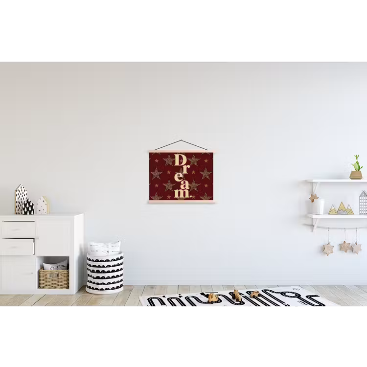 Sterren - Luipaardprint - Dream - Bordeaux textielposter latten blank klein -kinderkamer