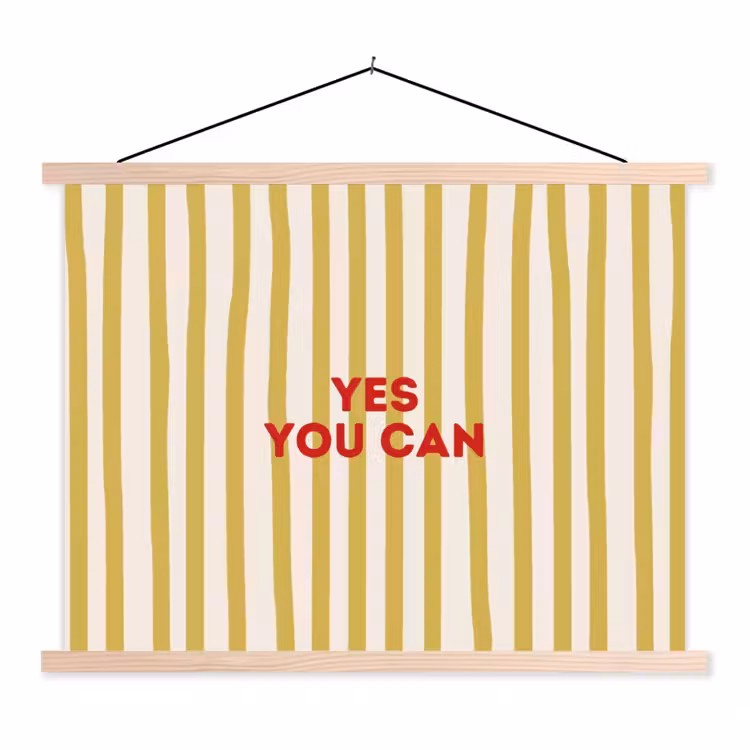 Strepen - Abstract - Yes you can - Rood textielposter latten blank klein -3d