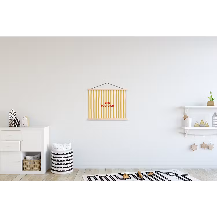 Strepen - Abstract - Yes you can - Rood textielposter latten blank klein -kinderkamer