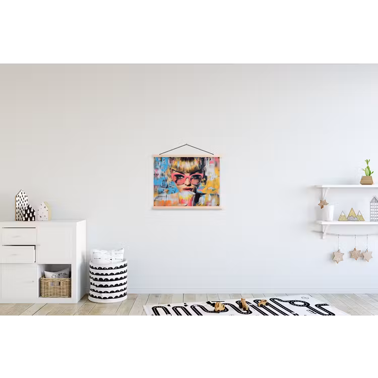 Zonnebril - Vrouw - Kleurrijk - Verfspetters textielposter latten blank klein -kinderkamer