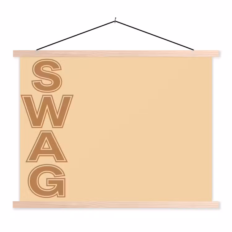 Swag - Bruin - Beige textielposter latten blank klein -3d