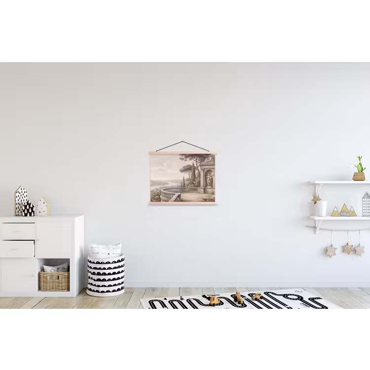 Terras - Stad - Uitzicht - Rivier textielposter latten blank klein -kinderkamer