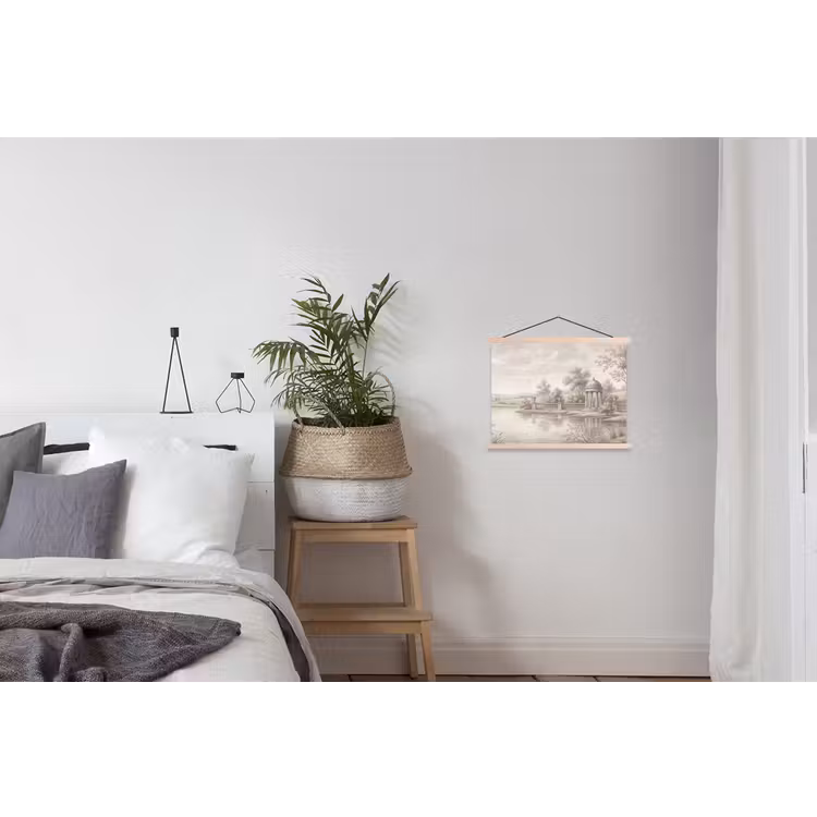 Terras - Water - Natuur - Landschap textielposter latten blank klein -woonkamer