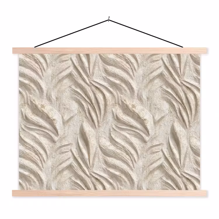 Textuur - Reliëf - Beige textielposter latten blank klein 122 -3d