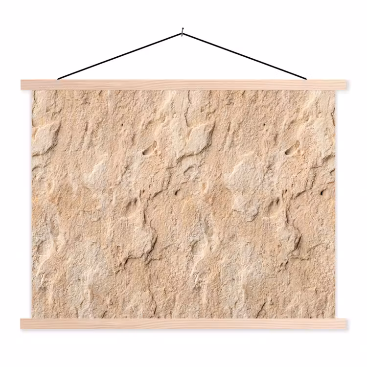 Textuur - Steen - Natuur - Beige textielposter latten blank klein -3d
