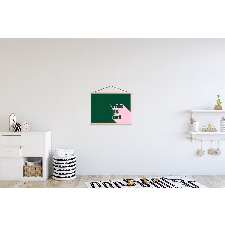 This is art - Schaduw - Roze textielposter latten blank klein -kinderkamer