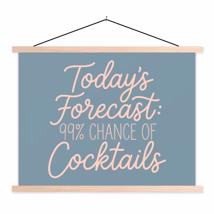 Today's Forecast - Cocktails - Blauw textielposter latten blank klein -3d
