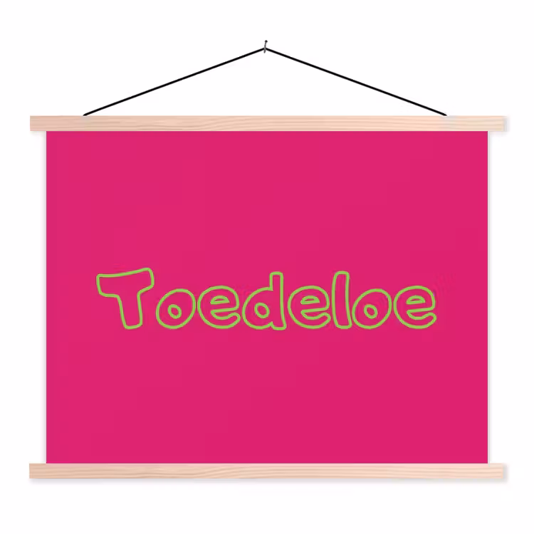 Toedeloe - Groen - Roze textielposter latten blank klein -3d