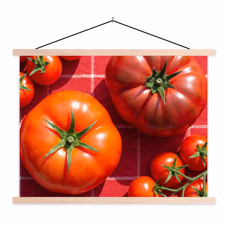 Hanging Poster - Tomato - Red - Food - Tomaat - Rood - Eten textielposter latten blank klein