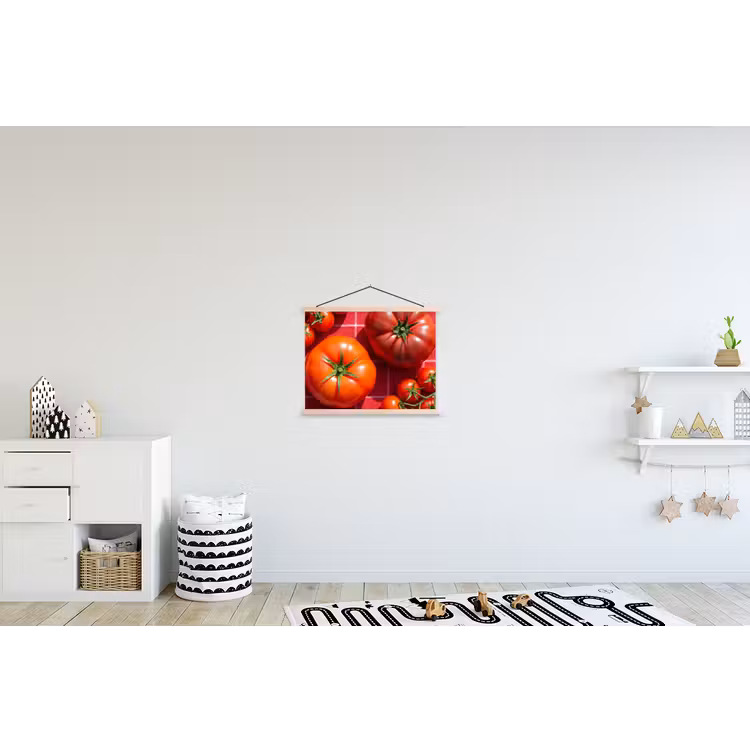 Hanging Poster - Tomato - Red - Food - Tomaat - Rood - Eten textielposter latten blank klein