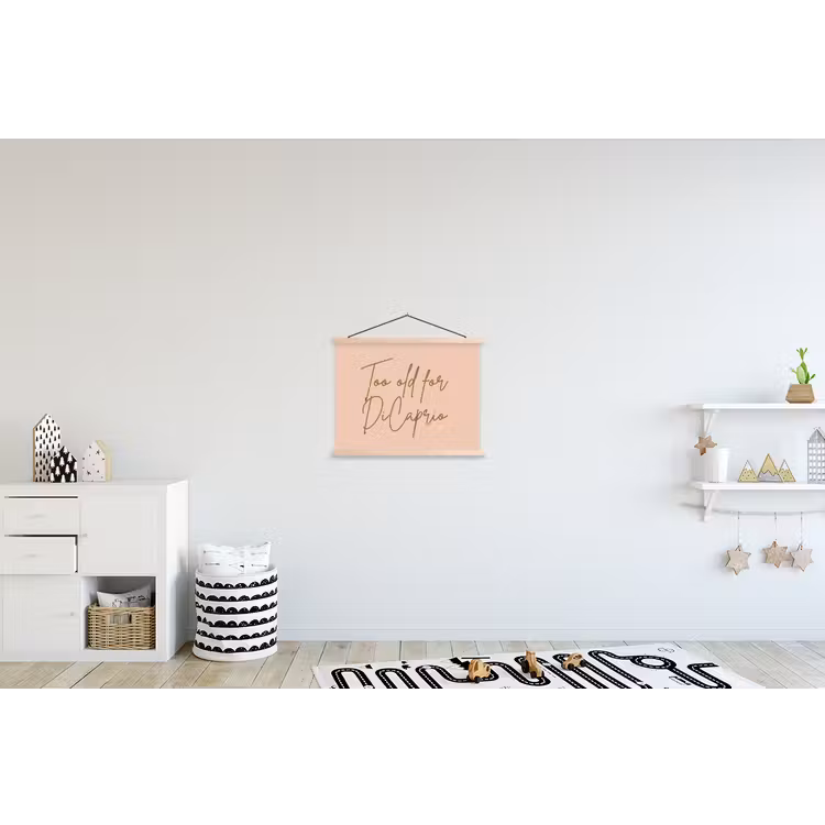 Too old for dicaprio - Roze - Groen textielposter latten blank klein -kinderkamer