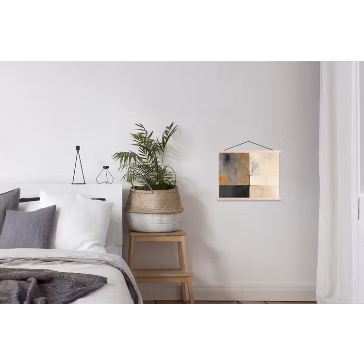 Boom - Vlakken - Takken - Kleurverloop textielposter latten blank klein -woonkamer