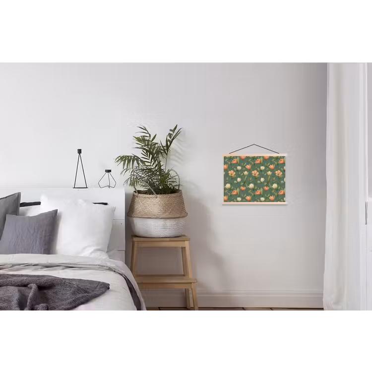 Tulpen - Botanisch - Groen textielposter latten blank klein 122 -woonkamer