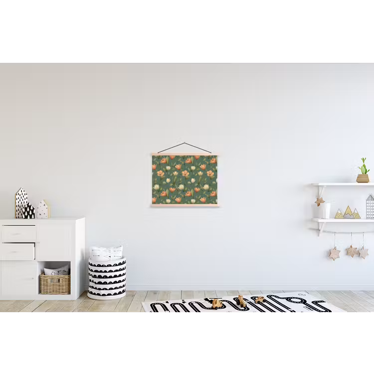 Tulpen - Botanisch - Groen textielposter latten blank klein 122 -kinderkamer