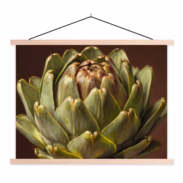 Hanging Poster - Vegetable - Artichoke - Green - Groente - Artisjok - Groen textielposter latten blank klein