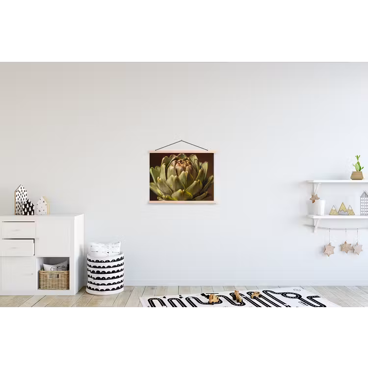 Hanging Poster - Vegetable - Artichoke - Green - Groente - Artisjok - Groen textielposter latten blank klein