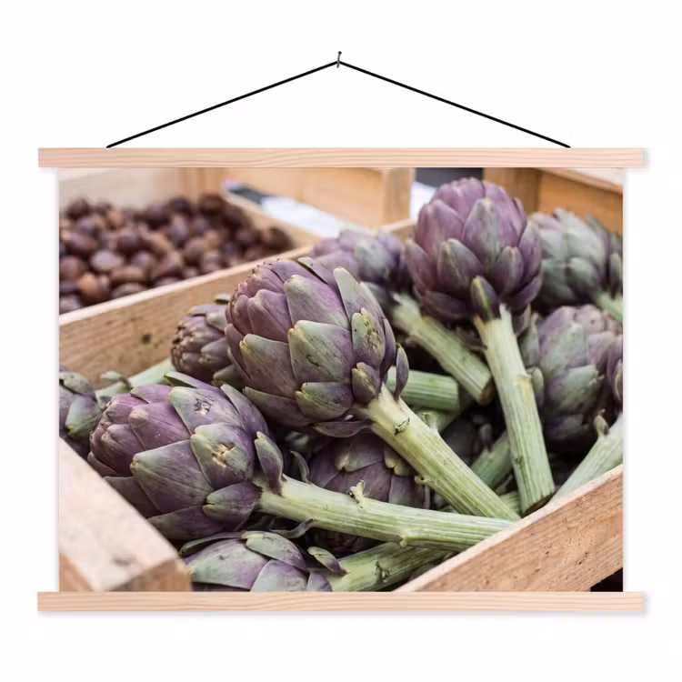 Hanging Poster - Vegetables - Market - Fresh - Groenten - Markt - Vers textielposter latten blank klein