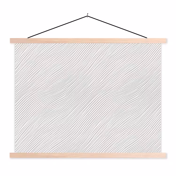 Golven - Ribbels - Wit textielposter latten blank klein 122 -3d