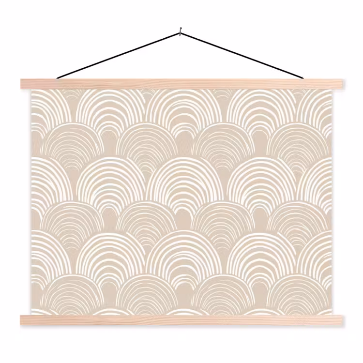 Golven - Structuur - Beige textielposter latten blank klein 122 -3d