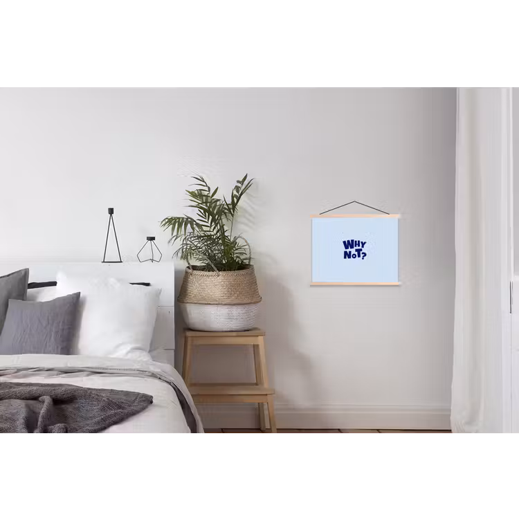 Why not - Blauw - Licht blauw - Quote textielposter latten blank klein -woonkamer