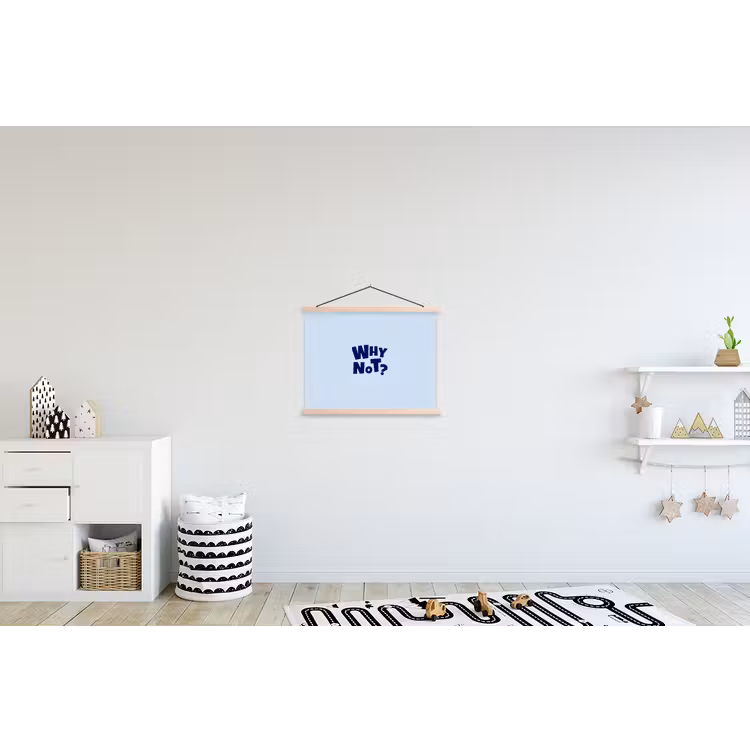 Why not - Blauw - Licht blauw - Quote textielposter latten blank klein -kinderkamer
