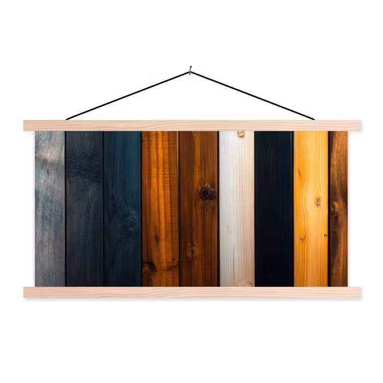Hout - Planken - Donker - Warm textielposter latten blank klein -3d