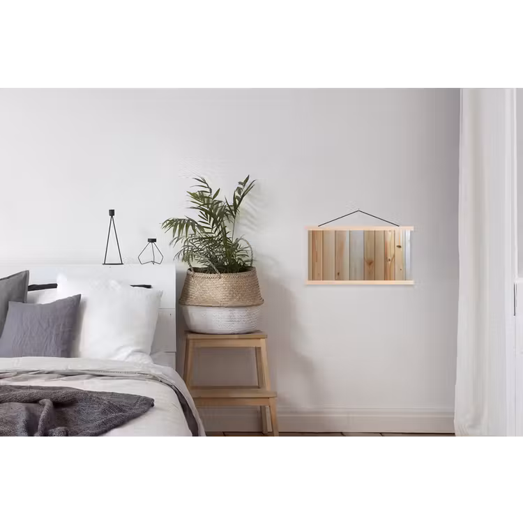 Hout - Planken - Licht textielposter latten blank klein -woonkamer