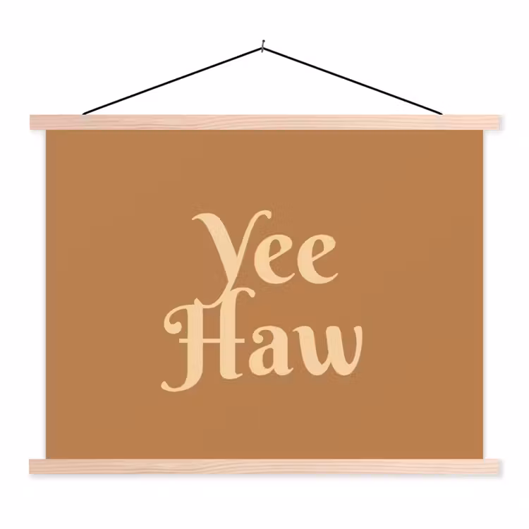 Yee haw - Bruin - Minimalistisch textielposter latten blank klein -3d