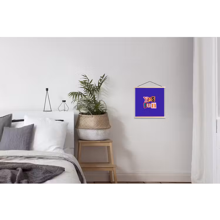 Yes fun - Kleurrijk - Collage-stijl textielposter latten blank klein -woonkamer