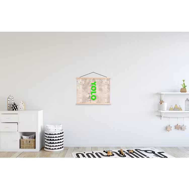 YOLO - Groen - Neon - Slangenprnt textielposter latten blank klein -kinderkamer